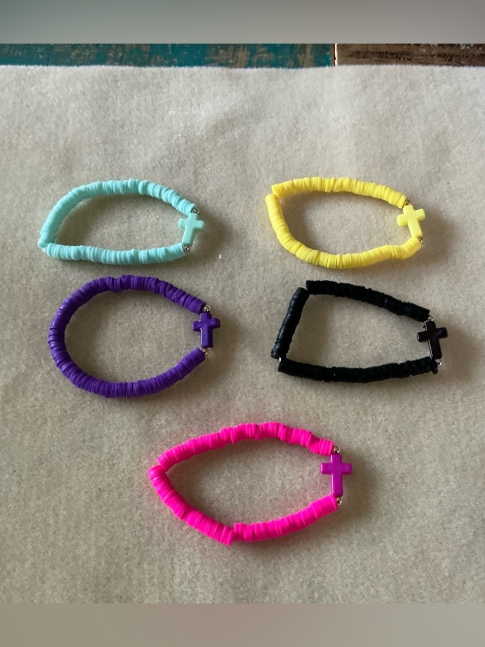 Kids Stretch Bead Cross Bracelet - Multi Color Set